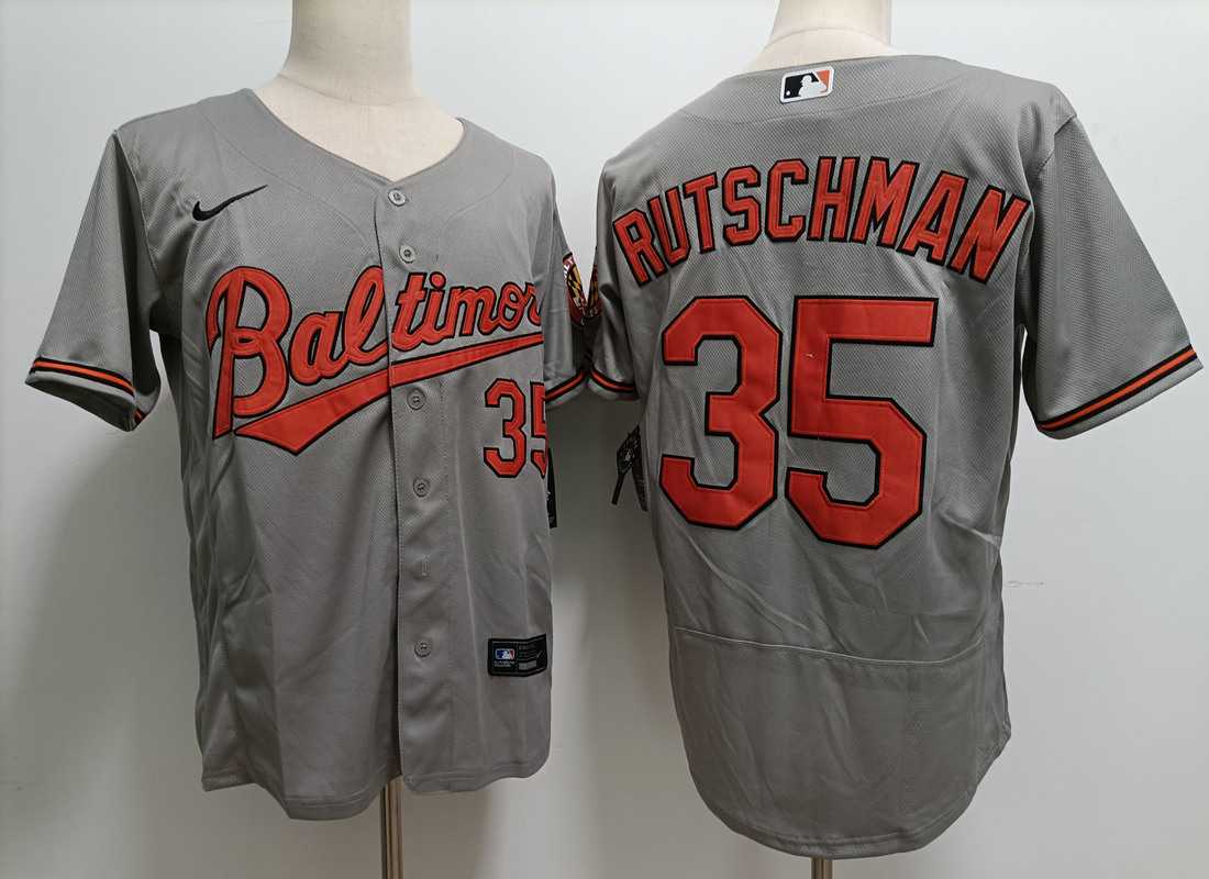 Men%27s Baltimore Orioles #35 Adley Rutschman Grey Stitched Flex Base Nike Jersey->baltimore orioles->MLB Jersey
